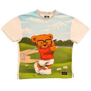 Hustle Gang Street Wolf Tee Golf Bear Shirt Men Large LG All Over Print T.I.